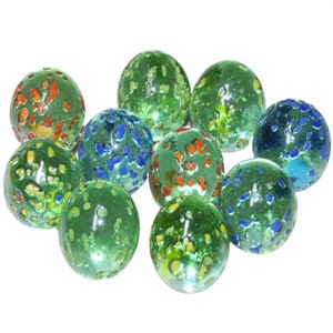 Marbles Handmade Box Containing 16 X 16mm Glass Marbles Including 6  Stunning Handmade Marbles. 