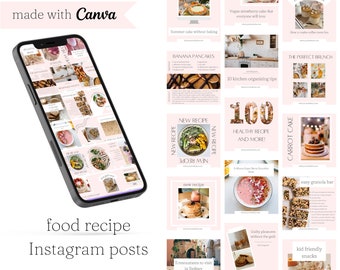 Food instagram post template | Foodie blogger templates | Healthy eating recipe templates | Social media template | Canva recipe