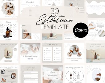 Esthetician Instagram Posts | Skincare Template | Branding Kit | Skincare Social Media Post Templates | Business Instagram Canva Template