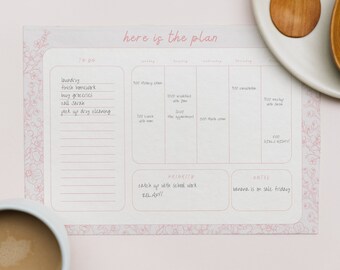 Printable weekly planner | Landscape weekly planner A4 | Boho Weekly Schedule | Colorful office planner | Weekly School planner