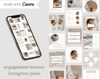 Instagram post template | Engagement Booster templates | Branding Kit| Social media template | Neutral | Bloggers | Coach | Canva | Editable