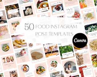 Food instagram blogger post template | Food blogger templates | Healthy eating recipe templates | Social media template | Canva recipe