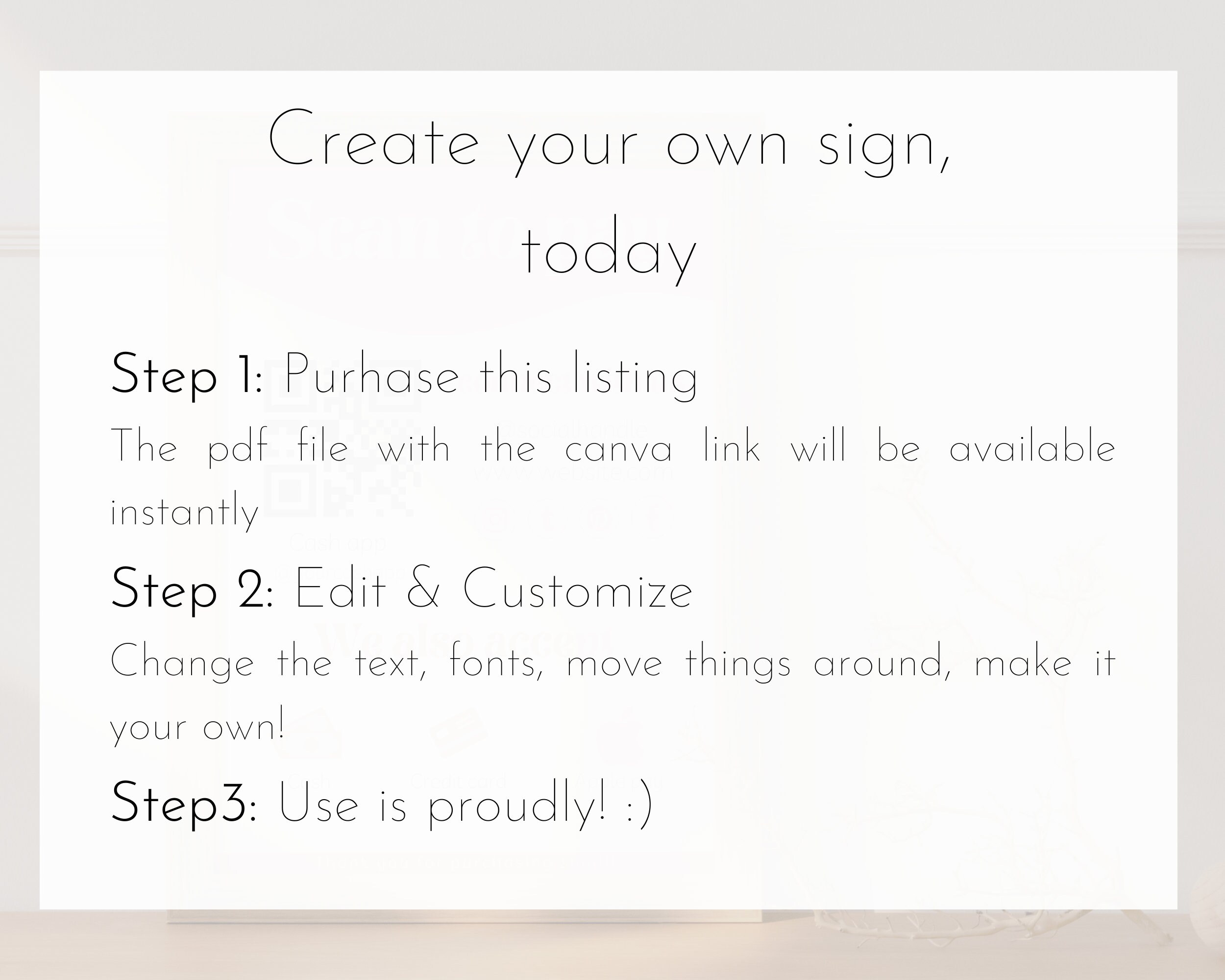 Editable QR Code Sign Template, Scan to Pay Sign Template, Small ...