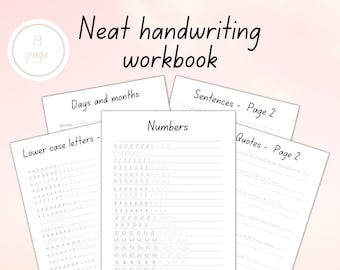 Neat handwriting practice workbook | Printable handwriting practice worksheets | Alphabet writing worksheet | Printable practice guide