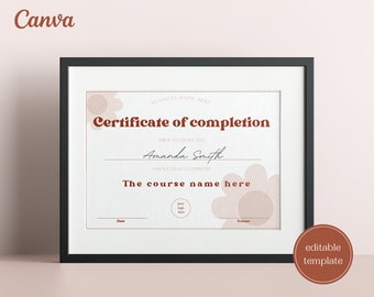 Printable Certificate of completion template DIY | Certificate of Appreciation | Canva editable instant download template | Retro fun flower