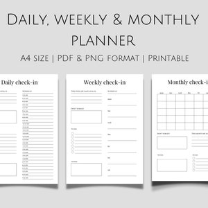 Daily planner | Weekly planner | Monthly planner | Printable planner | Planner set | Instant download | A4 size | PDF and PNG format