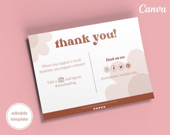 Printable Thank you and care card for jewelry template for small business | Product care card | Canva template | Instant download | Retro