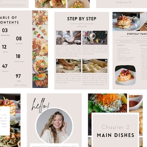 Cookbook Template | Recipe book template | Editable cookbook template canva | Recipe card | Recipe template | Canva eBook template