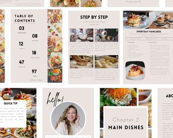 Cookbook Template | Recipe book template | Editable cookbook template canva | Recipe card | Recipe template | Canva eBook template