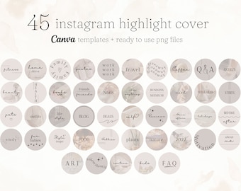 Aesthetic instagram cover icon set | Minimalist Canva Instagram Highlight Icon | Blogger Ig Highlights | Neutral Icons for Instagram