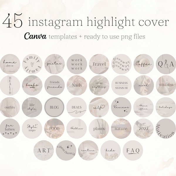 Aesthetic instagram cover icon set | Minimalist Canva Instagram Highlight Icon | Blogger Ig Highlights | Neutral Icons for Instagram