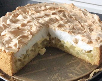 Rhubarb cake with meringue recipe|English and German| Instant Download PDF