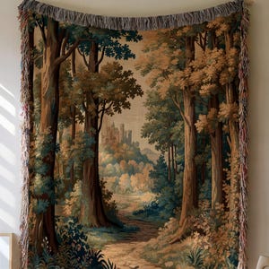 Forest Tapestry Blanket: Aubusson Cotton Woven Throw