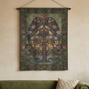 William Morris Livets träd Fåglar Vävd Tapet