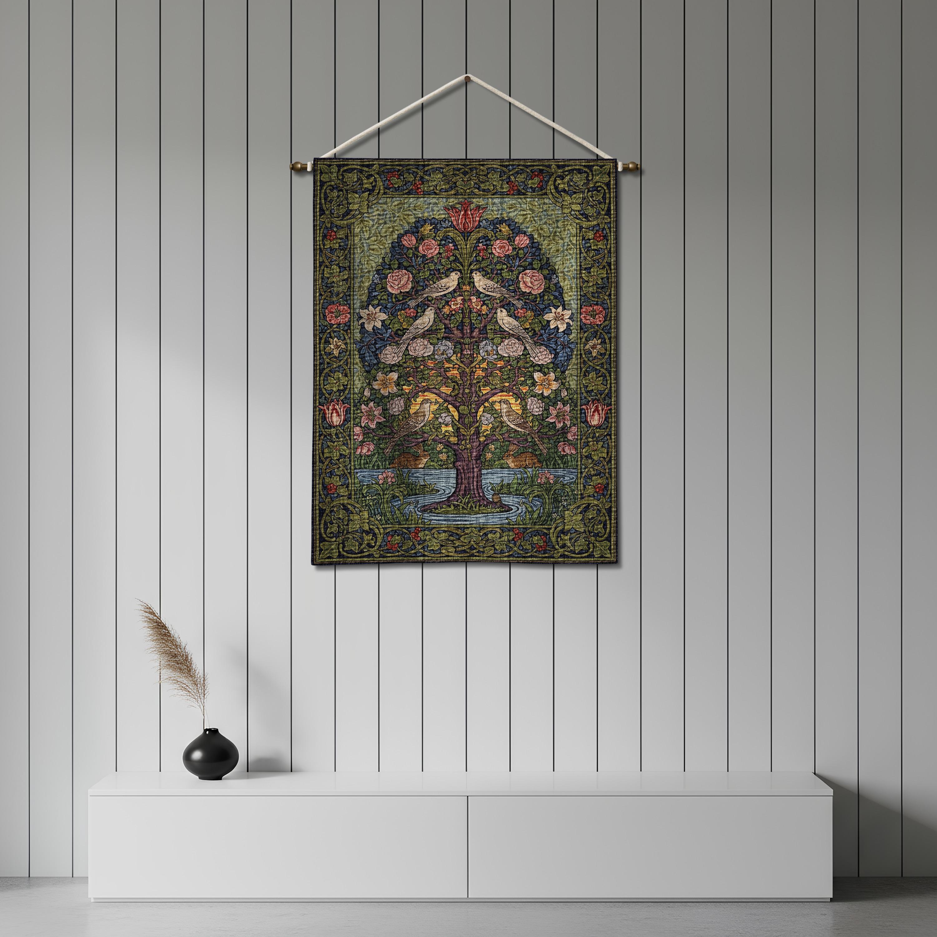 William Morris Tree of Life Birds Woven Tapestry - Etsy