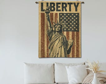 Liberty Statue Woven Tapestry: Patriotic USA Wall Art