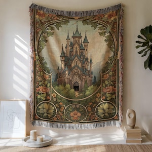 Enchanted Castle Cotton Woven Blanket: Fairy Tale Tapestry Throw