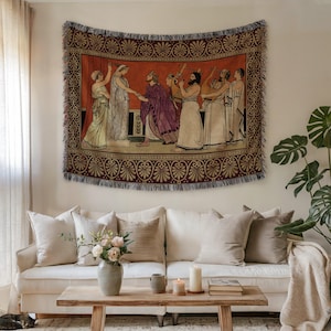 Ancient Greek Wedding Woven Blanket: Classical Mythology Art Tapestry