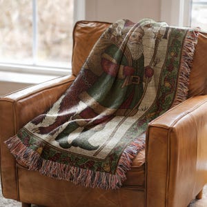 Vintage Santa Claus Tapestry Blanket, Christmas Holiday Decor Throw, Cozy Winter Woven Blanket, Festive Santa Couch Cover