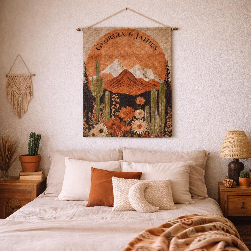 Personalised Desert Sunset Woven Tapestry, Southwestern Custom