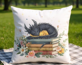 Dragon Pillow: Whimsical Bookish Cottagecore Home Decor