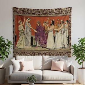 Ancient Greece Tapestry: Vintage Greek Art Wall Hanging