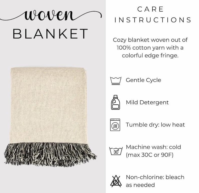 Cozy Blanket Fringe Edge, Woven Blanket, Machine Washable, Soft Throw Blanket for Couch, Bed, Living Room Decor
