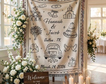 Personalized Wedding Backdrop, Woven Wedding Banner,