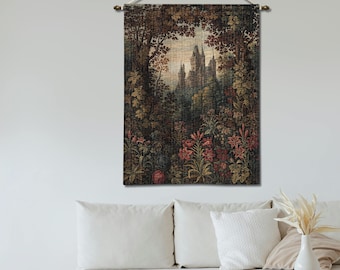 Medieval Castle Woven Tapestry: Fantasy Gothic Home Decor