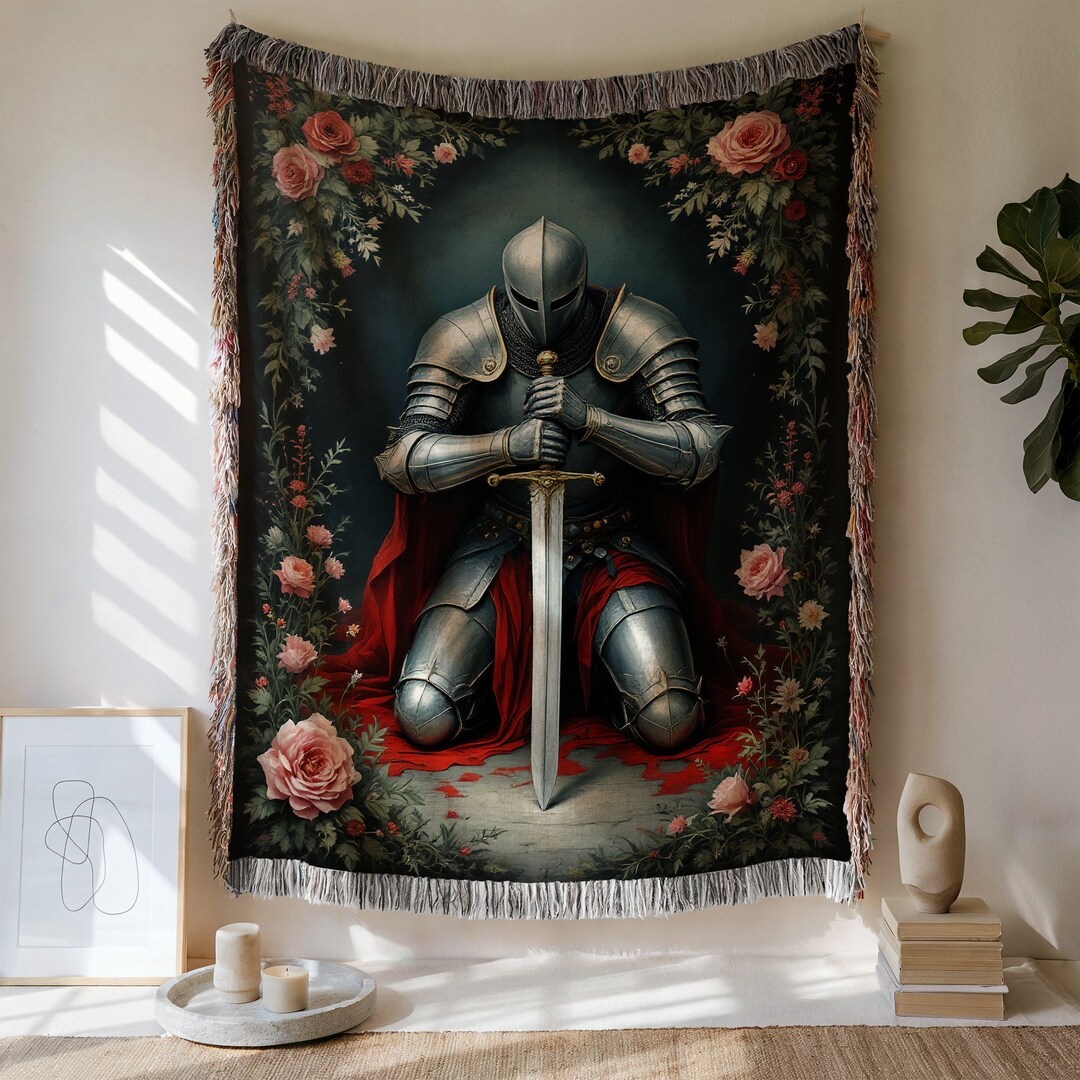 Medieval Knight Woven Blanket: Castlecore Tapestry, Rustic Decor - Etsy