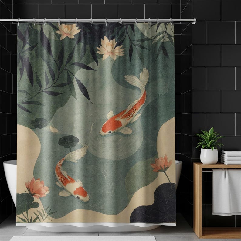 Littlefashionhut Koi Fish Shower Curtain