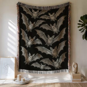 Halloween Bat Tapestry, Wall Hanging Decor, Spooky Room Decoration, Gothic Home Accessory, Bat Art Print, Halloween Decor Ideas