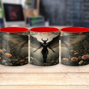 Mothman Mug: Cryptid Coffee Cup - Dark Fantasy Art