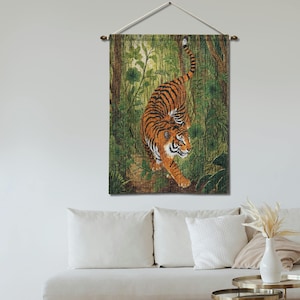 Bengal Tiger Woven Tapestry, Jungle Wall Hanging