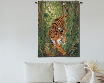 Tapiz tejido de tigre de Bengala, tapiz de pared de la selva