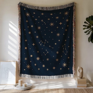 Celestial Woven Throw Blanket, Constellation Star Blanket, Astronomy Lover Gift, Modern Home Decor, Cozy Woven Throw Blanket, Astrology Gift