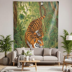 Bengal Tiger Tapestry: Jungle Animal Print Wall Hanging