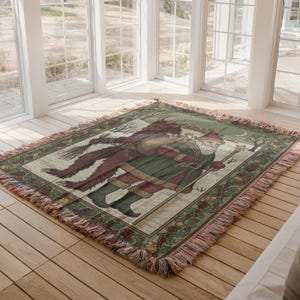 Christmas Santa Claus Tapestry Throw Blanket, Holiday Home Decor Blanket, Festive Christmas Decoration, Cozy Winter Blanket
