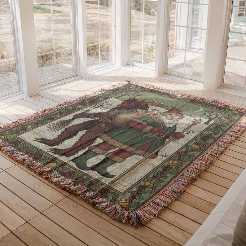 Christmas Santa Claus Tapestry Throw Blanket, Holiday Home Decor Blanket, Festive Christmas Decoration, Cozy Winter Blanket
