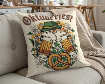 Oktoberfest Throw Pillow: Bavarian Beer Stein Fall Decor