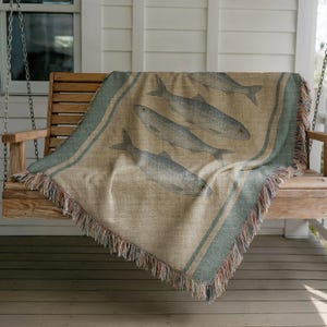 Sardine Cotton Woven Blanket: Oceancore Throw, Tapestry, Picnic Blanket