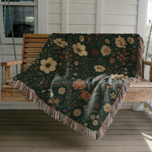 Floral Woven Cotton Blanket: Boho Throw with Fringe