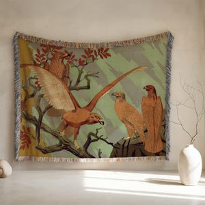 Woven Eagle Tapestry Blanket: Vintage Bird Art, Nature Decor