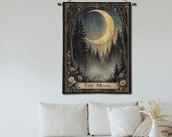 The Moon Woven Tapestry: Tarot Card Art, Witchy Gothic Decor