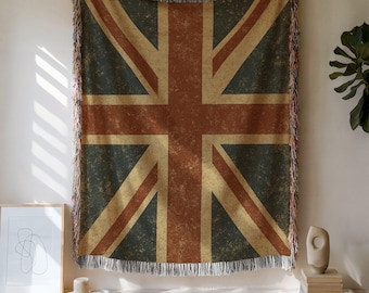 Union Jack Woven Blanket: British Flag Cotton Throw, UK Decor