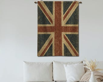 Union Jack Woven Tapestry: British Flag Wall Hanging, Anglophile Decor