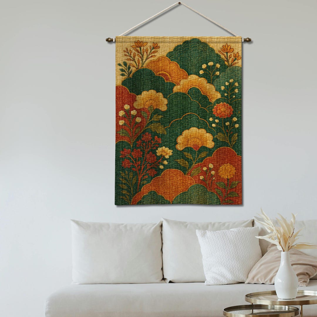 Floral Woven Tapestry: Cottagecore Botanical Wall Hanging, 26x36 - Etsy