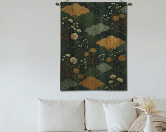Floral Woven Tapestry: Botanical Wall Hanging - Art Nouveau Style