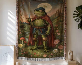 Manta Tecida do Cavaleiro Sapo: Tapeçaria Medieval, Decoração Cottagecore