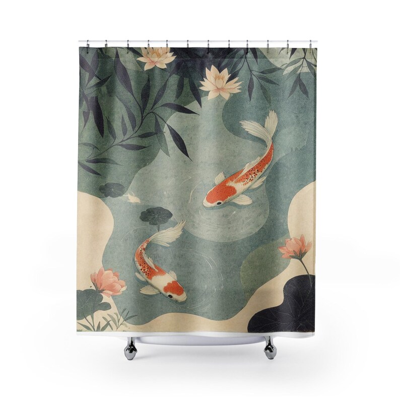 Littlefashionhut Koi Fish Shower Curtain - Thumbnail 2